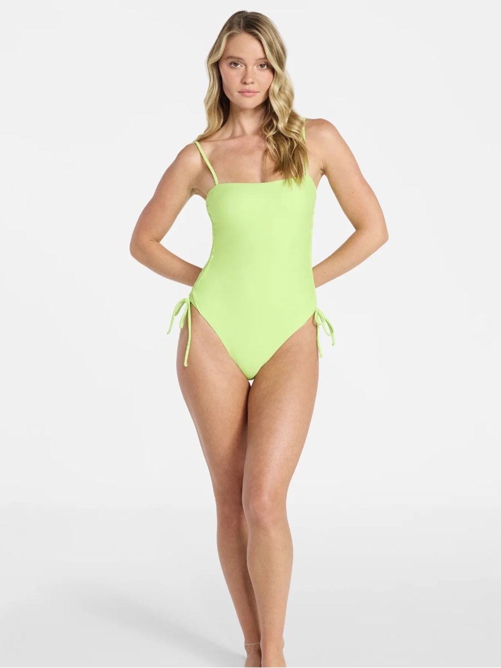 No Boundaries Women’s adjustable High Leg One Piece Swimsuit Green Small NWT